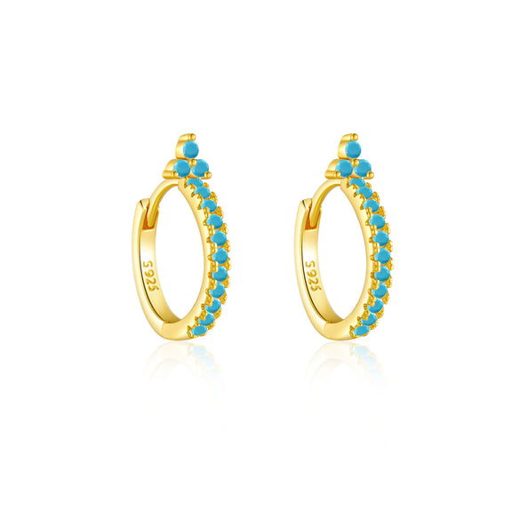 Wholesale S925 Sterling Silver Round Earrings With Zircon Electroplated With 18K Gold Fashion Ol And Geometric Style Unisex