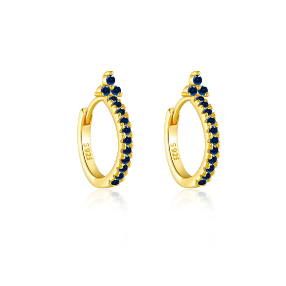 Wholesale S925 Sterling Silver Round Earrings With Zircon Electroplated With 18K Gold Fashion Ol And Geometric Style Unisex