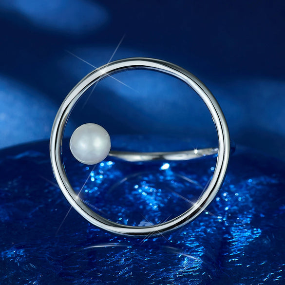 Wholesale S925 Sterling Silver Round Geometric Bead Ring With Electroplating For Women Fashion Personality Trend Exaggerated Joker Opening Adjustable