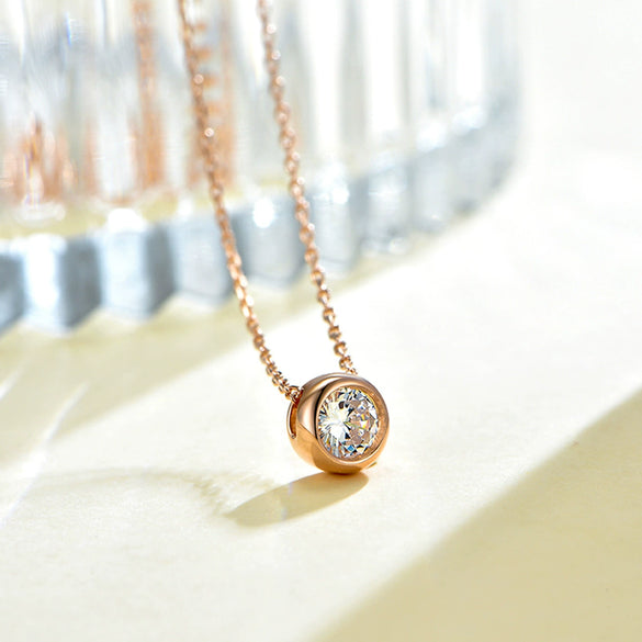 Wholesale S925 Sterling Silver Round Geometric Clavicle Chain Necklace With Electroplating For Women