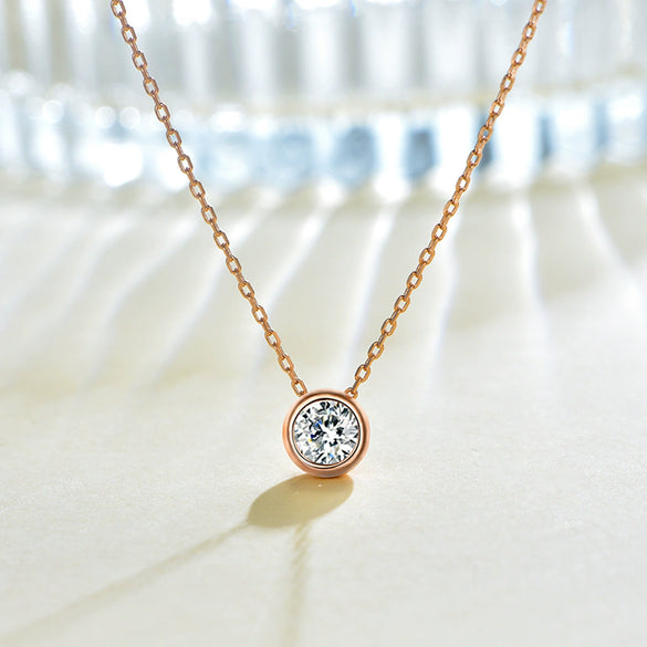 Wholesale S925 Sterling Silver Round Geometric Clavicle Chain Necklace With Electroplating For Women