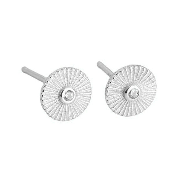 Wholesale S925 Sterling Silver Round Geometric Texture Earrings With Sunflower Design Simple Exquisite Retro Style Seiko Crafted Unisex