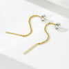 Wholesale S925 Sterling Silver Round Geometric Zircon Earrings For Women With Diamond Chain Tassel