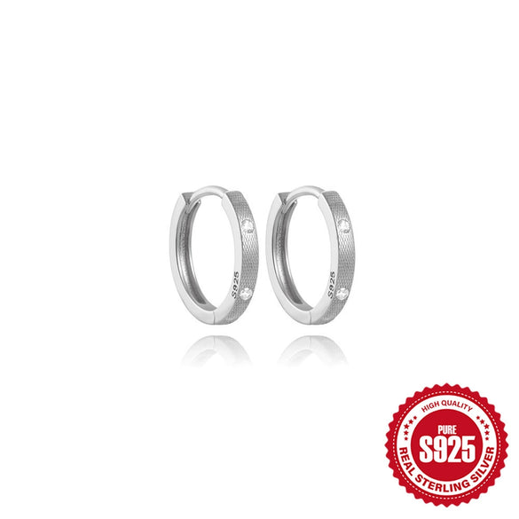 Wholesale S925 Sterling Silver Round Micro Inlaid Zircon Geometric Corrugated Ear Buckle Ear Studs Jewelry With Electroplating
