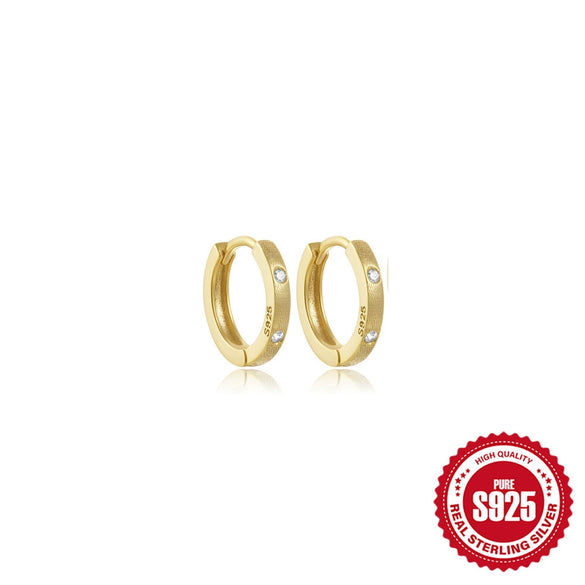 Wholesale S925 Sterling Silver Round Micro Inlaid Zircon Geometric Corrugated Ear Buckle Ear Studs Jewelry With Electroplating