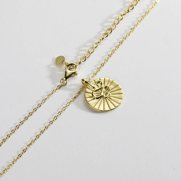 Wholesale S925 Sterling Silver Round Snake Pendant Necklace With Regular Long Chain And Platinum Or 18K Gold Electroplating For Women