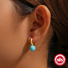 Wholesale S925 Sterling Silver Round Turquoise Ear Buckle Earrings With Geometric Design And Inlaid Zircon For Unisex