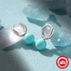 Wholesale S925 Sterling Silver Round Turquoise Ear Buckle Earrings With Geometric Design And Inlaid Zircon For Unisex