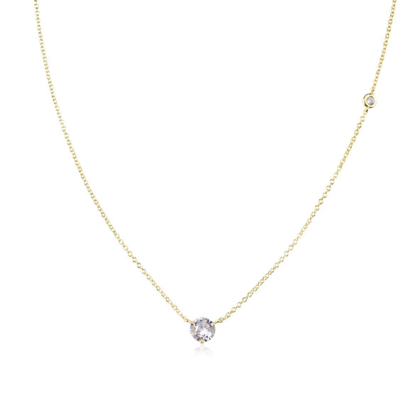 Wholesale S925 Sterling Silver Round Zircon Pendant Necklace With 18K Gold Electroplating And Geometric Styling