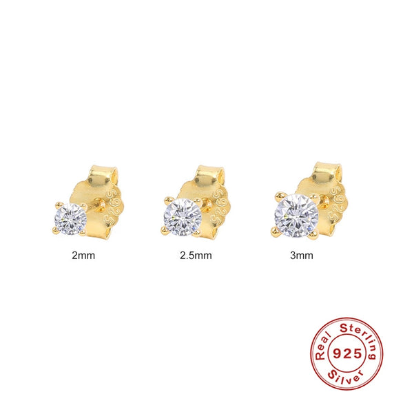 Wholesale S925 Sterling Silver Simple All Match Single Diamond Stud Earrings With Geometric Pattern For Women Electroplated