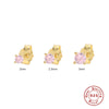 Wholesale S925 Sterling Silver Simple All Match Single Diamond Stud Earrings With Geometric Pattern For Women Electroplated