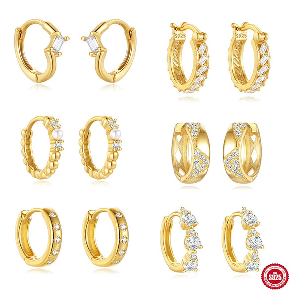 Wholesale S925 Sterling Silver Simple Classic Geometric Earrings With Electroplating For Women