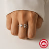 Wholesale S925 Sterling Silver Simple Color Zircon Pendant With Geometric Pattern Opening Adjustable Ring For Women Electroplated