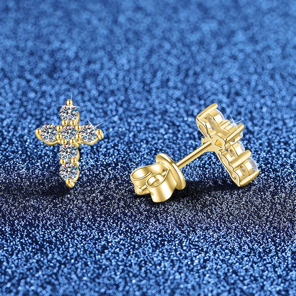 Wholesale S925 Sterling Silver Simple Cross Moissanite Earrings For Women