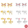 Wholesale S925 Sterling Silver Simple Cute Bow Earrings For Women With Geometric Pattern And Electroplating Treatment