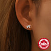 Wholesale S925 Sterling Silver Simple Cute Bow Earrings For Women With Geometric Pattern And Electroplating Treatment