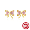 Wholesale S925 Sterling Silver Simple Cute Bow Earrings For Women With Geometric Pattern And Electroplating Treatment