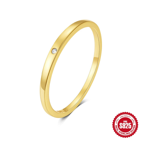 Wholesale S925 Sterling Silver Simple Double Layer Hollow Ring With Single Diamond Moonstone Pearl Geometric Style Electroplated