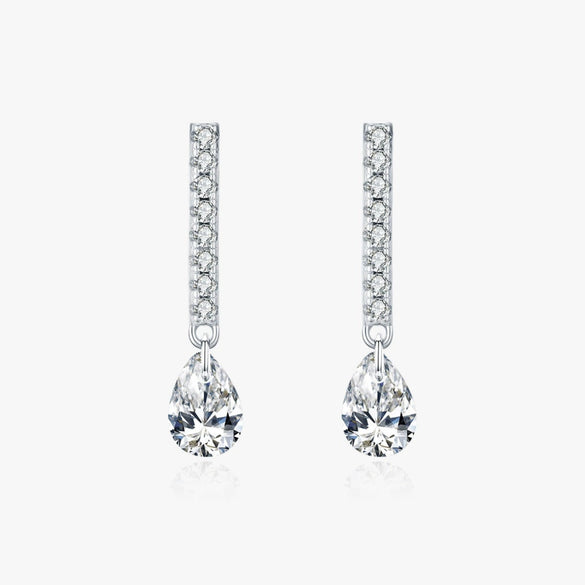 Wholesale S925 Sterling Silver Simple Drop Shape Diamond Set Earrings For Women