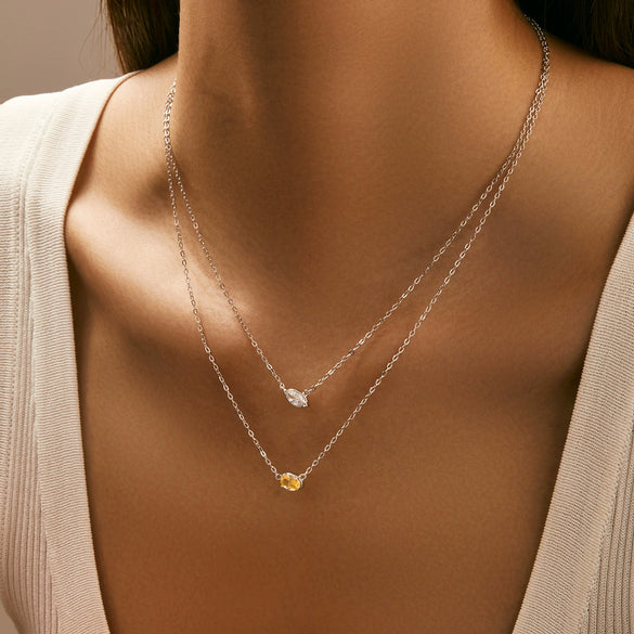 Wholesale S925 Sterling Silver Simple Geometric Diamond Women's Niche Chic Style Clavicle Chain Necklace