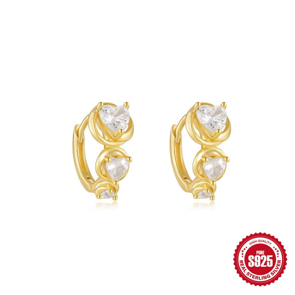 Wholesale S925 Sterling Silver Simple Geometric Kiteshaped Zircon Ear Buckle Huggie Hoops With Electroplating