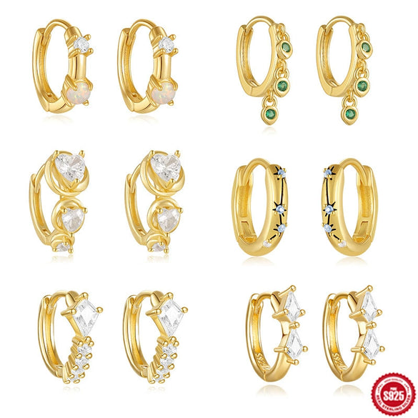 Wholesale S925 Sterling Silver Simple Geometric Kiteshaped Zircon Ear Buckle Huggie Hoops With Electroplating