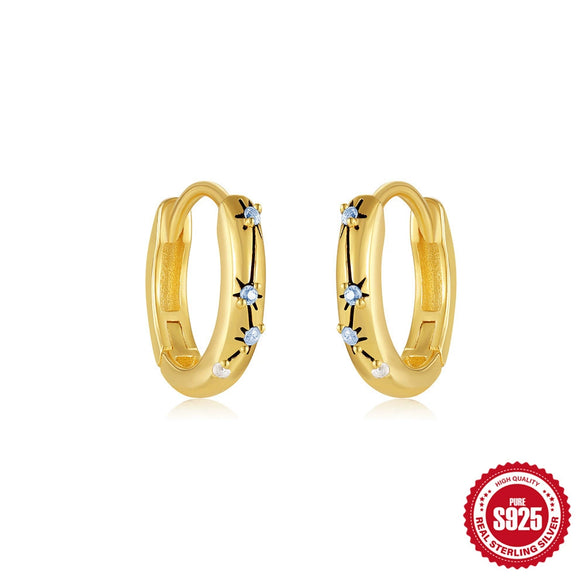 Wholesale S925 Sterling Silver Simple Geometric Kiteshaped Zircon Ear Buckle Huggie Hoops With Electroplating