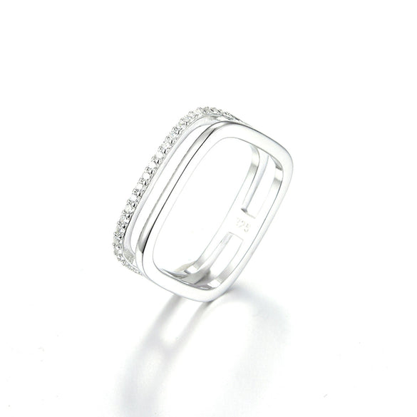 Wholesale S925 Sterling Silver Simple Geometric Micro Paved Zircon Ring With Electroplating Animal And Zodiac Shapes