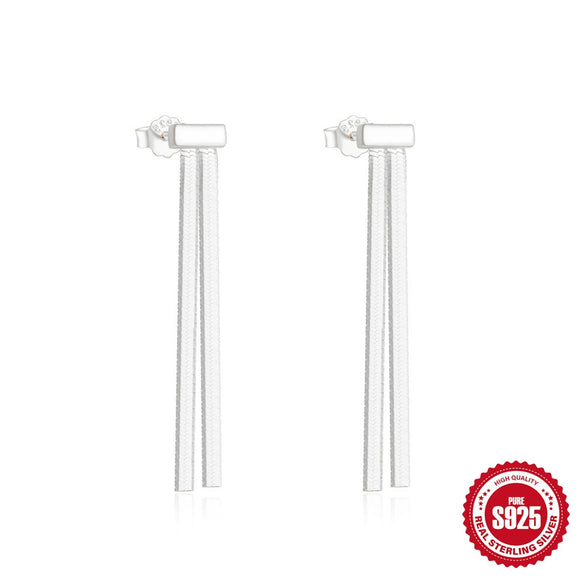Wholesale S925 Sterling Silver Simple Geometric Star Moon Tassel Eardrop Earrings For Ladies
