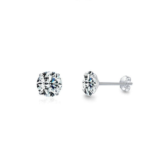Wholesale S925 Sterling Silver Simple Geometric Zircon Earrings Set With Precious Stones For Women