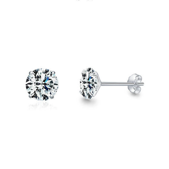Wholesale S925 Sterling Silver Simple Geometric Zircon Earrings Set With Precious Stones For Women