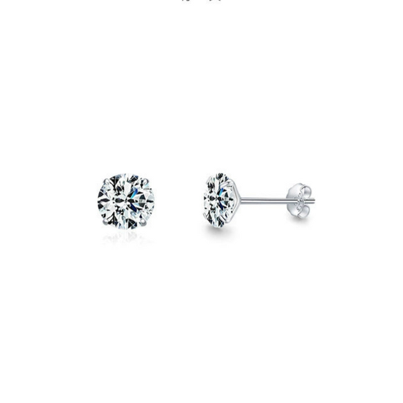 Wholesale S925 Sterling Silver Simple Geometric Zircon Earrings Set With Precious Stones For Women