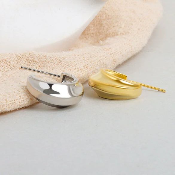 Wholesale S925 Sterling Silver Simple Irregular Concave And Convex Goldplated Female Stud Earrings