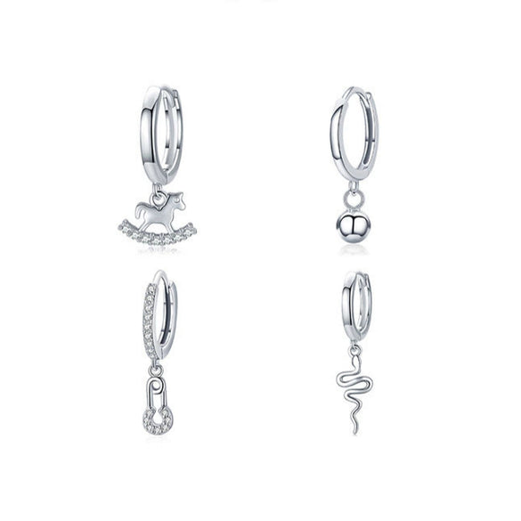 Wholesale S925 Sterling Silver Simple Light Luxury Niche Design Exquisite Trojan Horse Pin Pattern Pure Handmade Earrings For Women