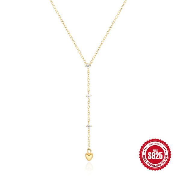 Wholesale S925 Sterling Silver Simple Lovethemed Ladies Clavicle Necklace With Leaf Pattern And Electroplating Y Chain