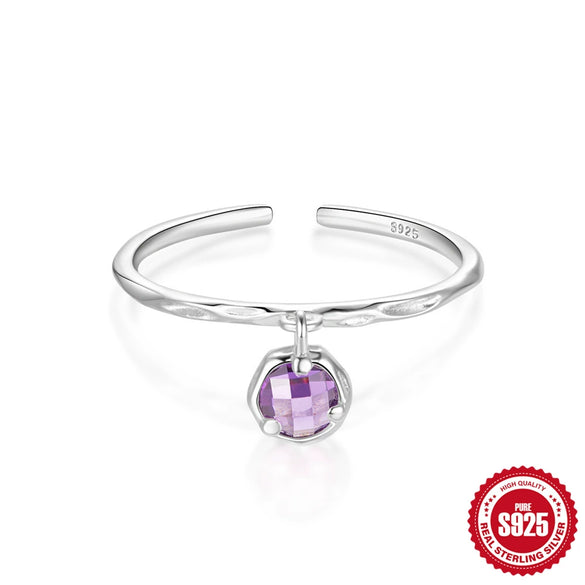 Wholesale S925 Sterling Silver Simple Meteor Ring With Micro Inlaid Crown Opening Design Geometric Pattern Inlaid Zircon For Women