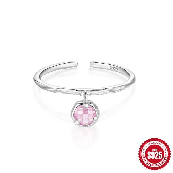 Wholesale S925 Sterling Silver Simple Meteor Ring With Micro Inlaid Crown Opening Design Geometric Pattern Inlaid Zircon For Women