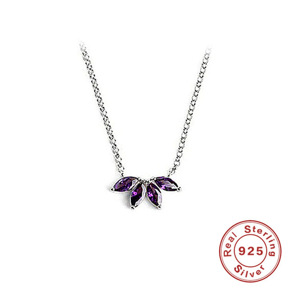 Wholesale S925 Sterling Silver Simple Petal Horse Eye Diamond Ochain Collarbone Necklace With Geometric Design For Women