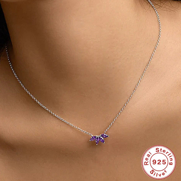 Wholesale S925 Sterling Silver Simple Petal Horse Eye Diamond Ochain Collarbone Necklace With Geometric Design For Women