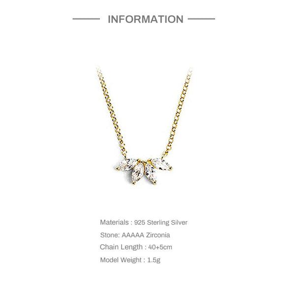 Wholesale S925 Sterling Silver Simple Petal Horse Eye Diamond Ochain Collarbone Necklace With Geometric Design For Women