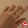 Wholesale S925 Sterling Silver Simple Plain Geometric Ring With Diamond Electroplated Real Gold Plated Women's Light Luxury Finger Ring