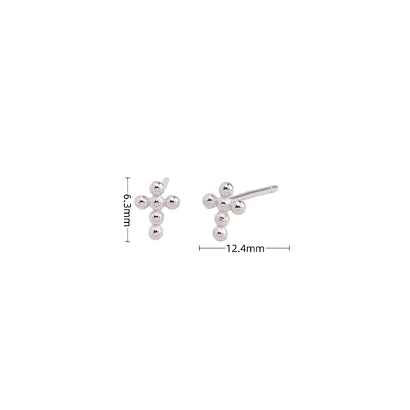 Wholesale S925 Sterling Silver Simple Round Bead Cross Earrings With Electroplating