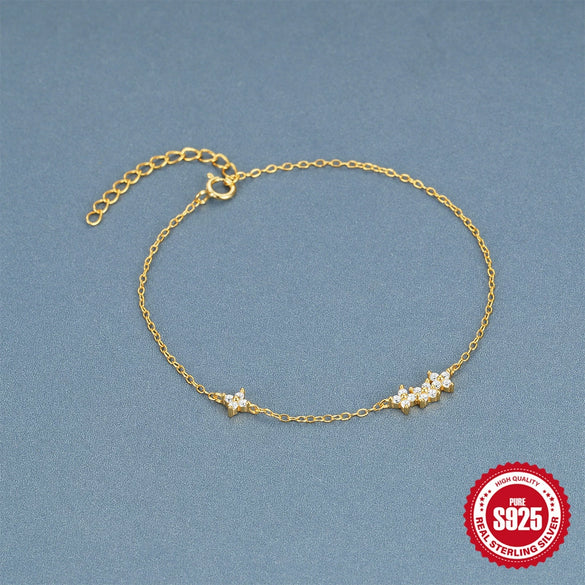 Wholesale S925 Sterling Silver Simple Women's Bracelet With Four Petal Flower Design And Electroplating Treatment