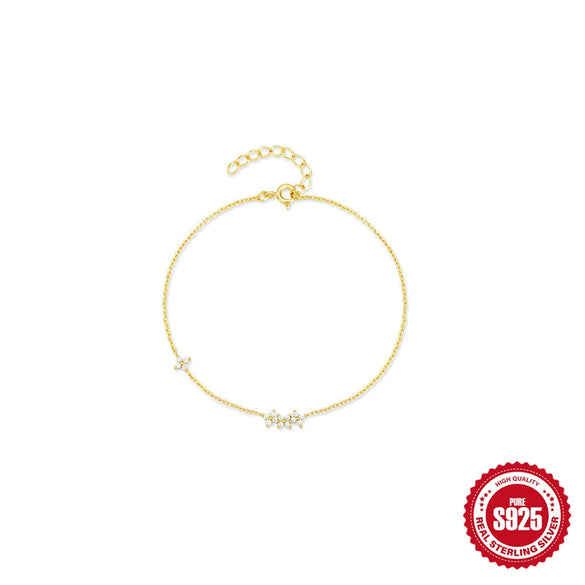 Wholesale S925 Sterling Silver Simple Women's Bracelet With Four Petal Flower Design And Electroplating Treatment