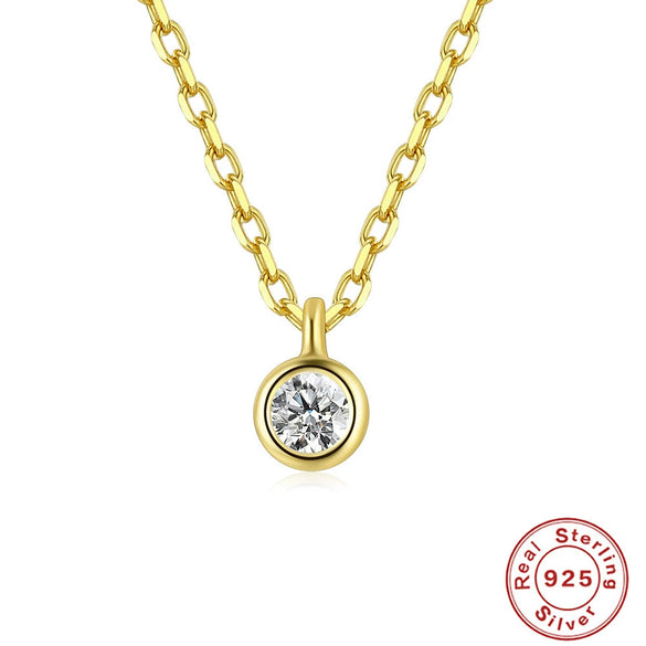 Wholesale S925 Sterling Silver Single Diamond Clavicle Necklace With Geometric Pattern And K Gold Plated Electroplating For Women