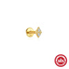 Wholesale S925 Sterling Silver Single Diamond Inlaid Flat Ear Studs Body Piercing Earrings For Women Fashion Style