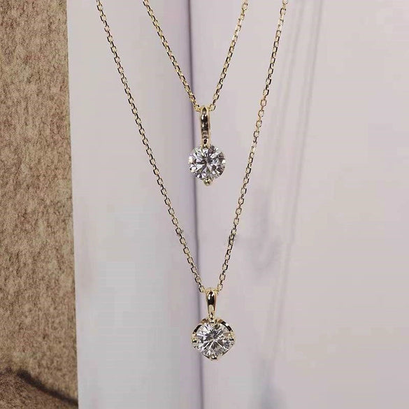 Wholesale S925 Sterling Silver Single Diamond 14K Gold Plated Cross Chain Necklace For Women Light Luxury Style