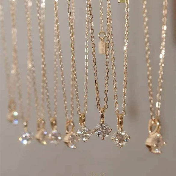 Wholesale S925 Sterling Silver Single Diamond 14K Gold Plated Cross Chain Necklace For Women Light Luxury Style
