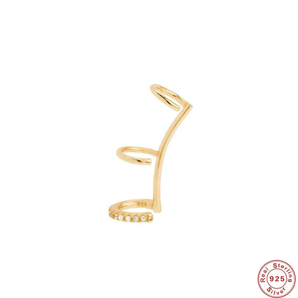 Wholesale S925 Sterling Silver Single Ear Clip Fashion Earrings With Geometric Diamond Modeling And Electroplating Treatment