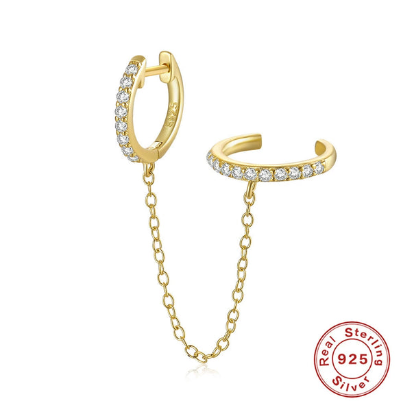 Wholesale S925 Sterling Silver Single Round Diamondencrusted Tassel Chain Ear Buckle Ear Ring With Geometric Design For Women